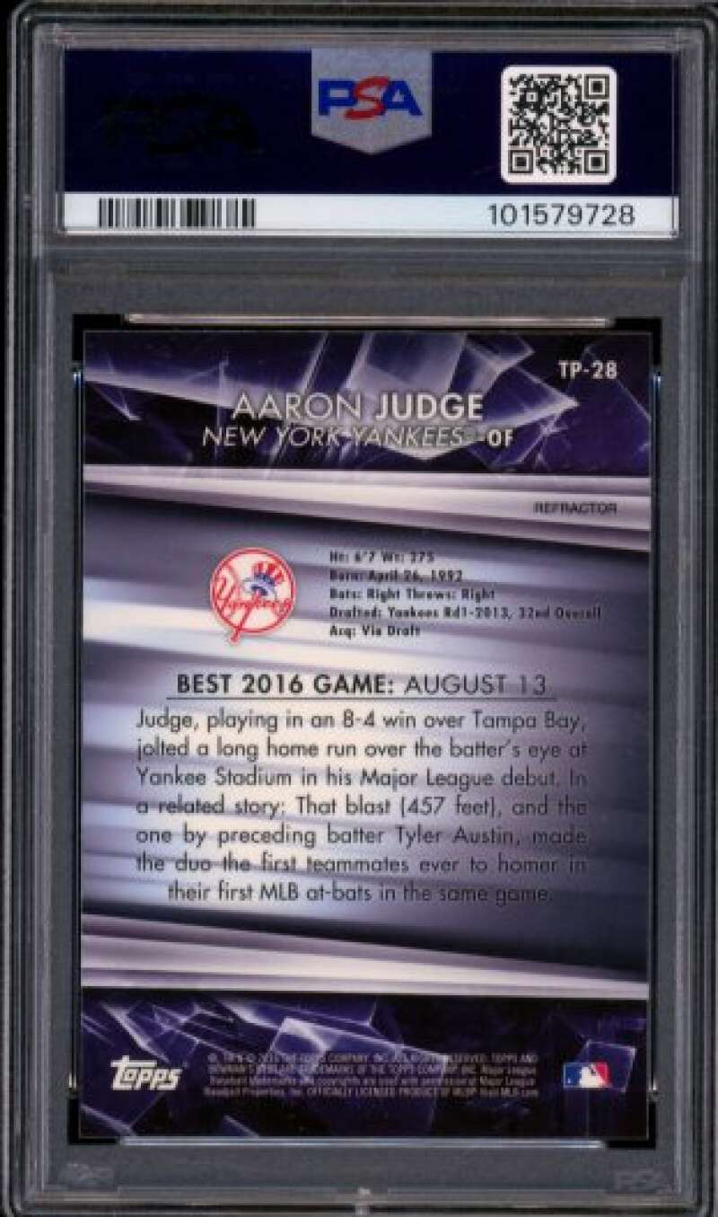 Aaron Judge Rookie 2016 Bowman's Best Top Prospects Refractor #TP-28 PSA 9 Image 2