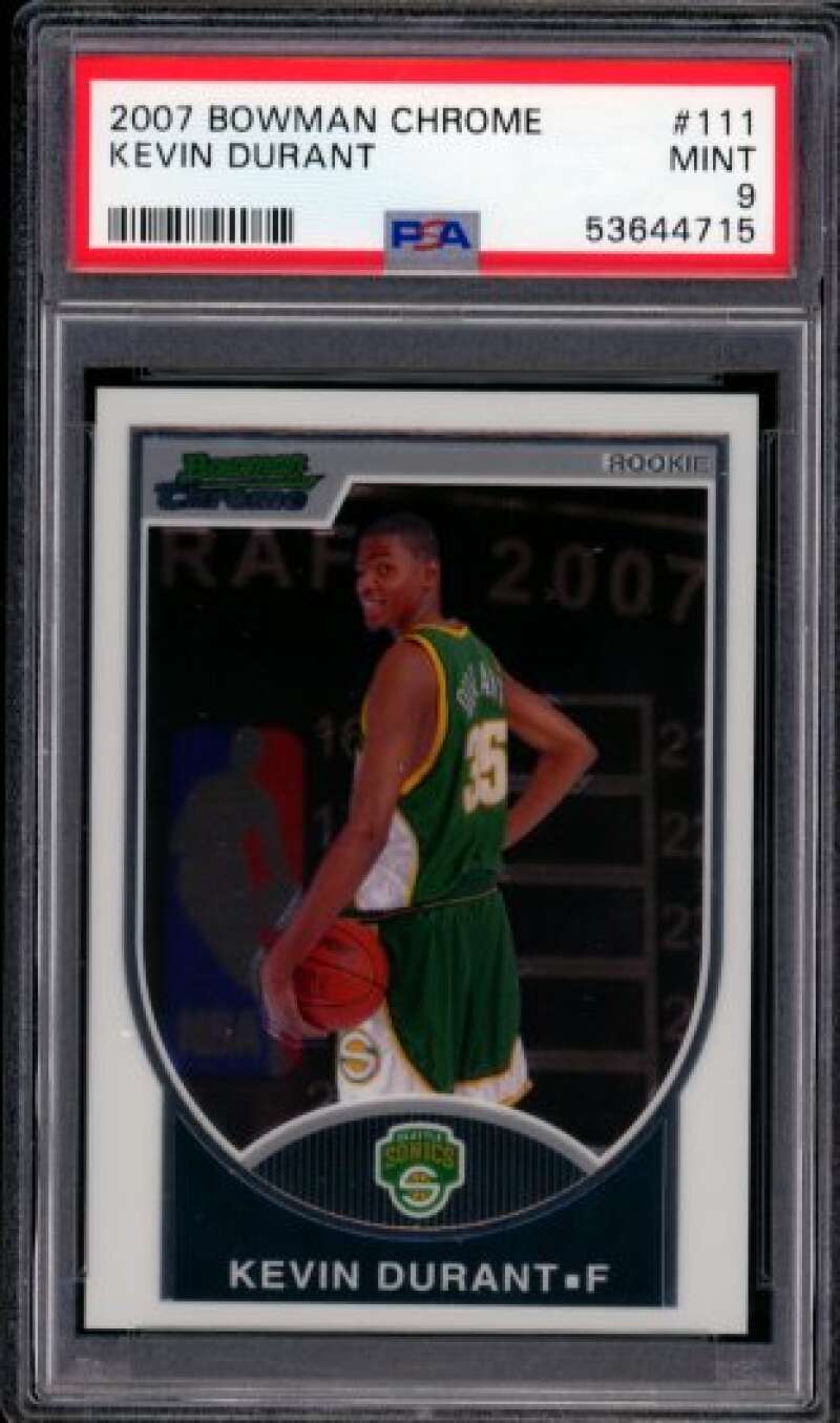 Kevin Durant Rookie Card 2007-08 Bowman Chrome #111 PSA 9 Image 1