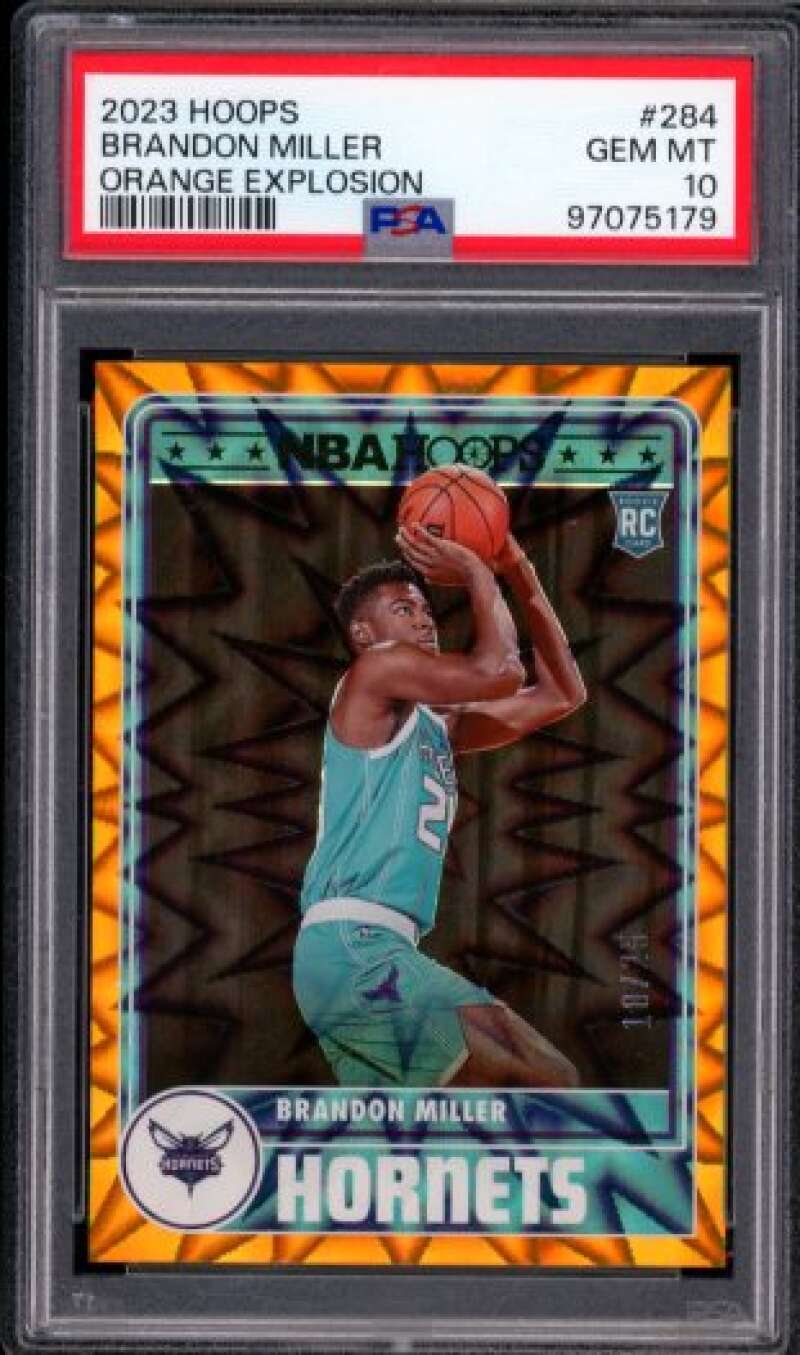 Brandon Miller Rookie 2023-24 Hoops Orange Explosion (18/25) (pop 1) #284 PSA 10 Image 1