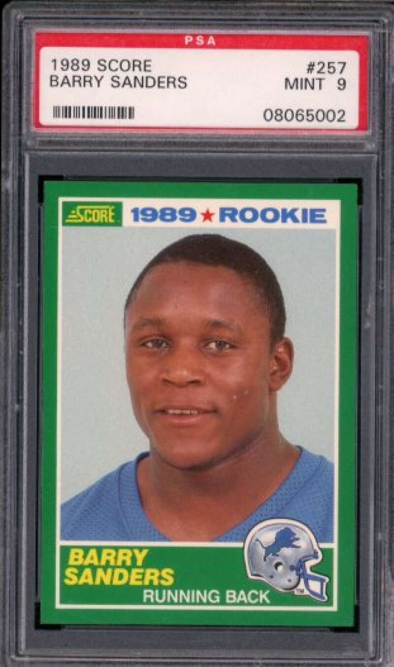 Barry Sanders Rookie Card 1989 Score #257 PSA 9 Image 1