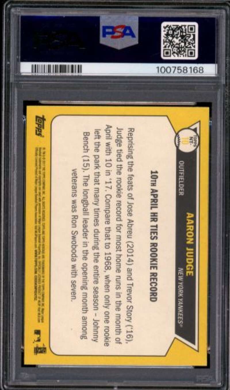 Aaron Judge Rookie Card 2017 Topps Heritage Now And Then #NT10 PSA 9 Image 2
