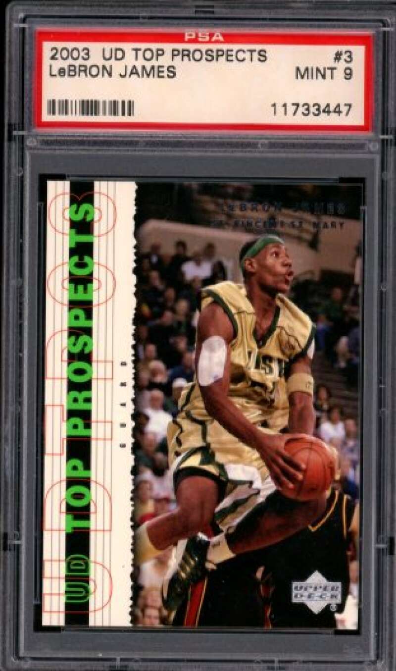 LeBron James Rookie Card 2003-04 UD Top Prospects #3 PSA 9 Image 1