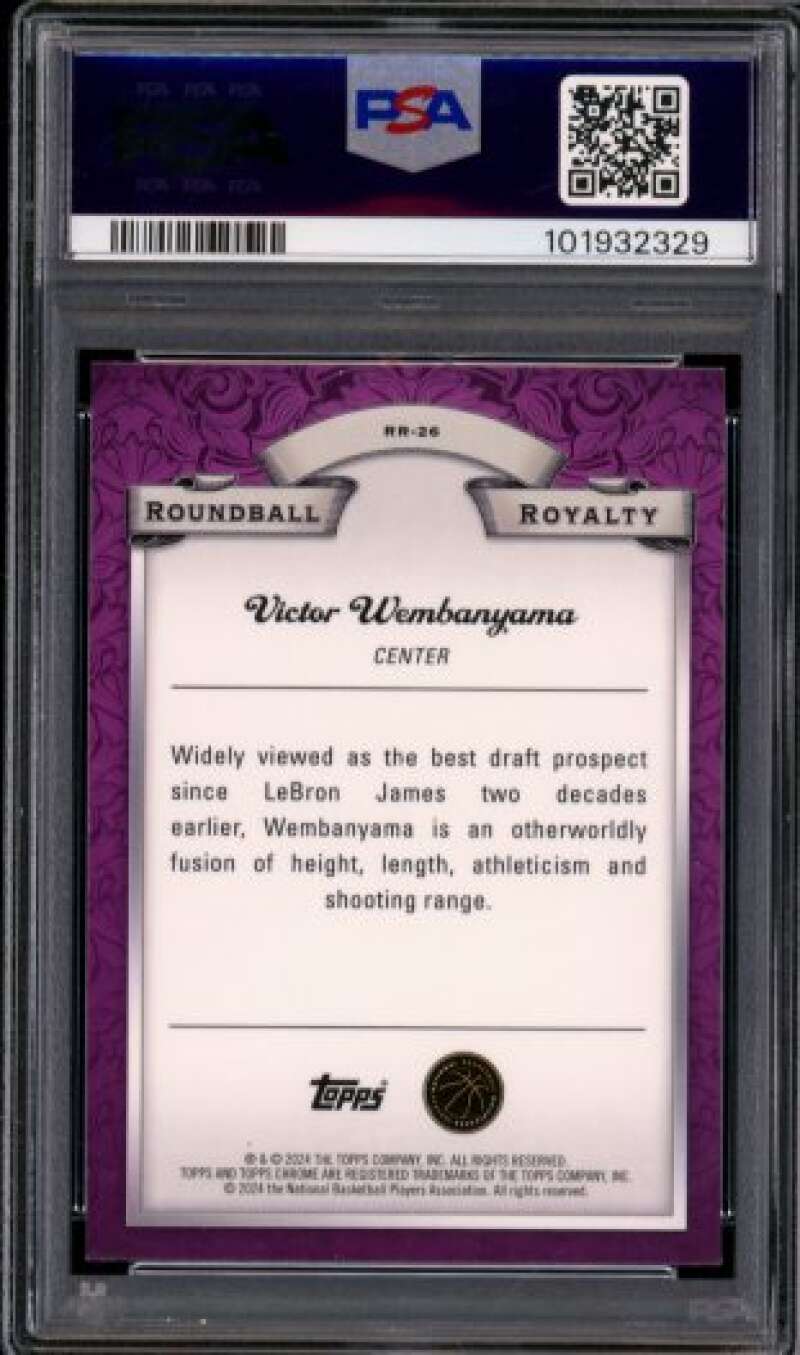 Victor Wembanyama Rookie Card 2023-24 Topps Chrome Roundball Royalty #RR26 PSA 9 Image 2