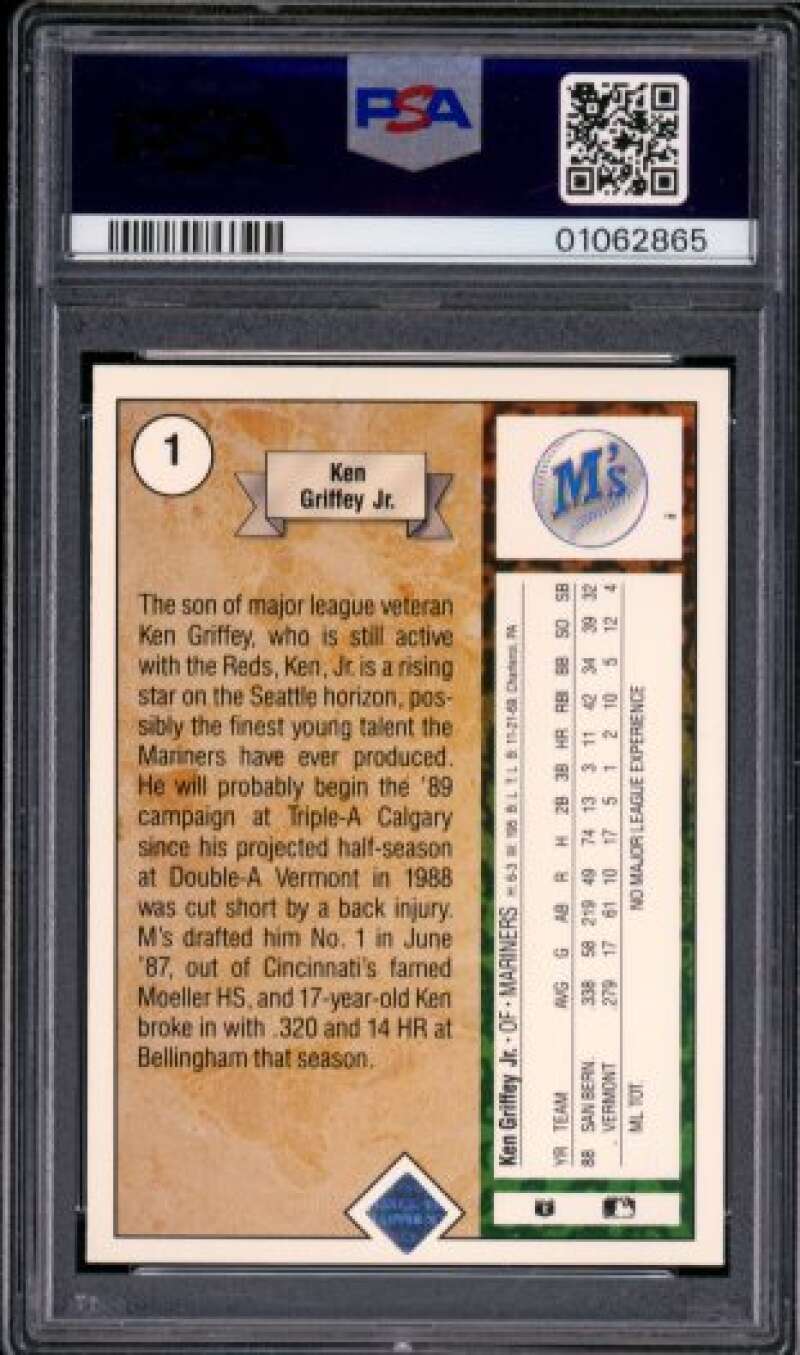 Ken Griffey Jr. Rookie Card 1989 Upper Deck #1 PSA 9 Image 2