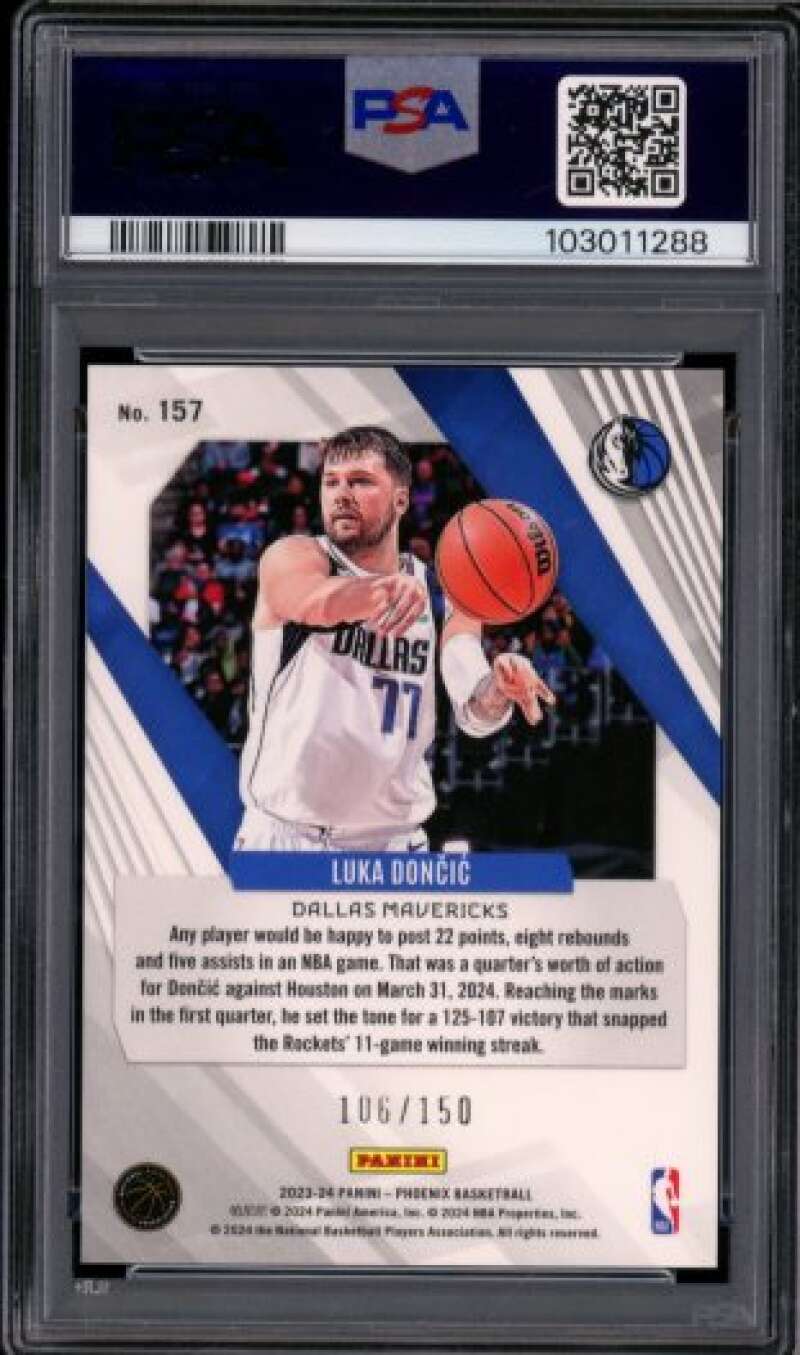 Luka Doncic Card 2023-24 Phoenix White Laser (pop 2) #157 PSA 10 Image 2