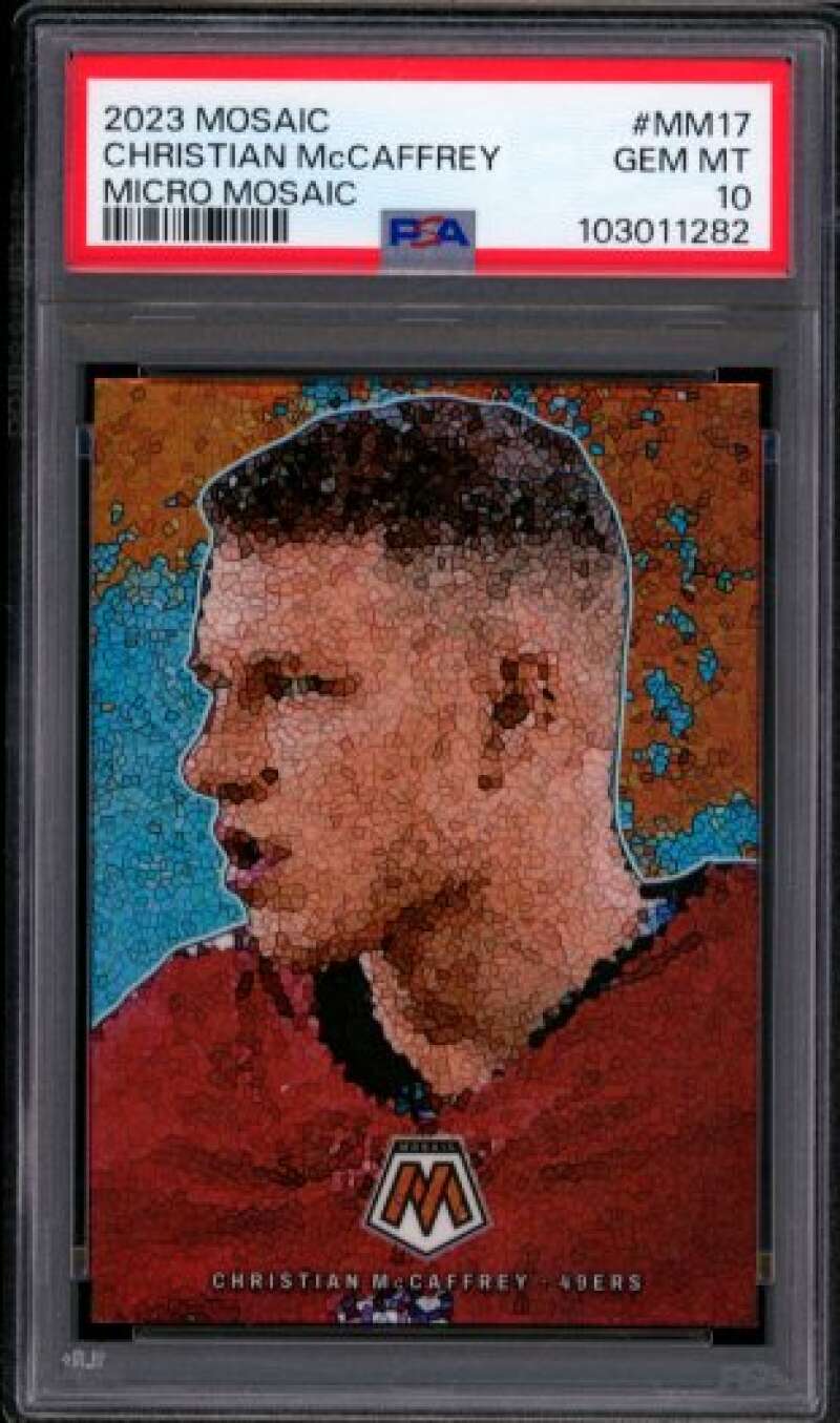 Christian McCaffrey Card 2023 Mosaic Micro Mosaic #MM17 PSA 10 Image 1