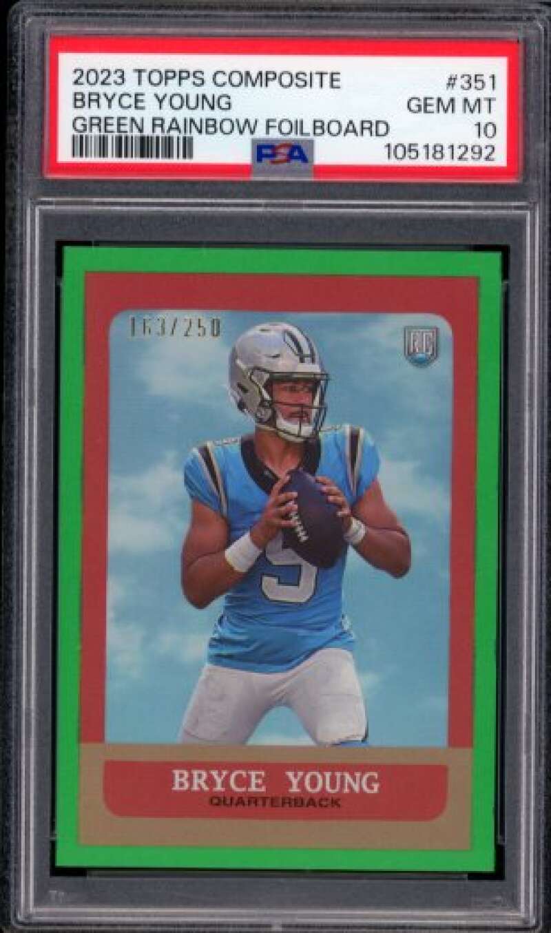 Bryce Young Rookie Card 2023 Topps Composite Green Rainbow Foilboard #351 PSA 10 Image 1