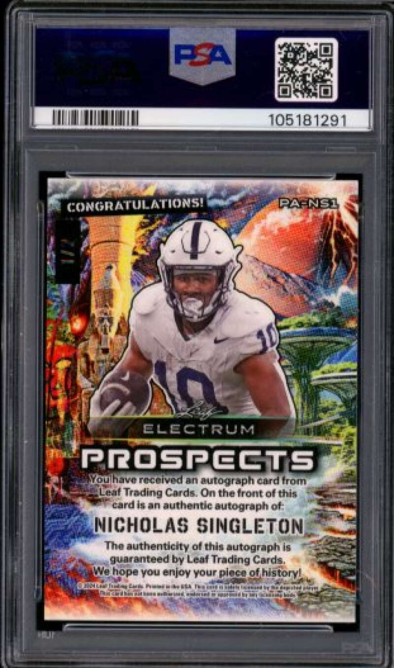 Nicholas Singleton Rookie 2024 Leaf Electrum Auto Red Foil (1/2) #Pans1 PSA 8 Image 2