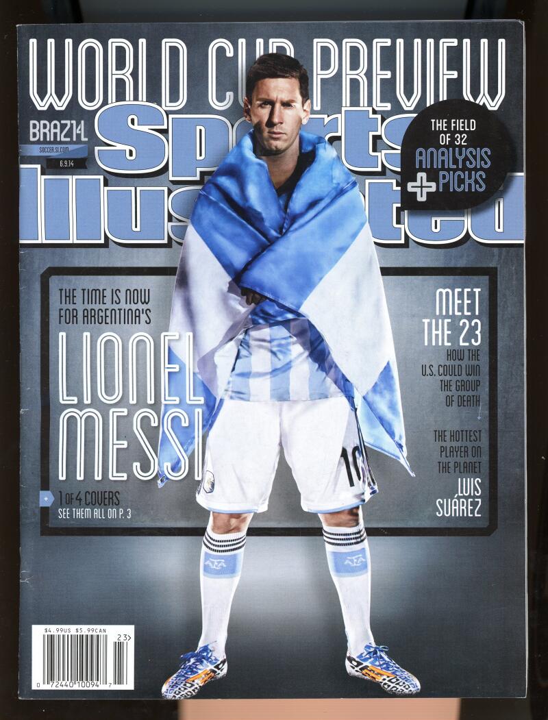 Sports Illustrated Lionel Messi World Cup Preview June 9 2014 Rare No Label Image 1