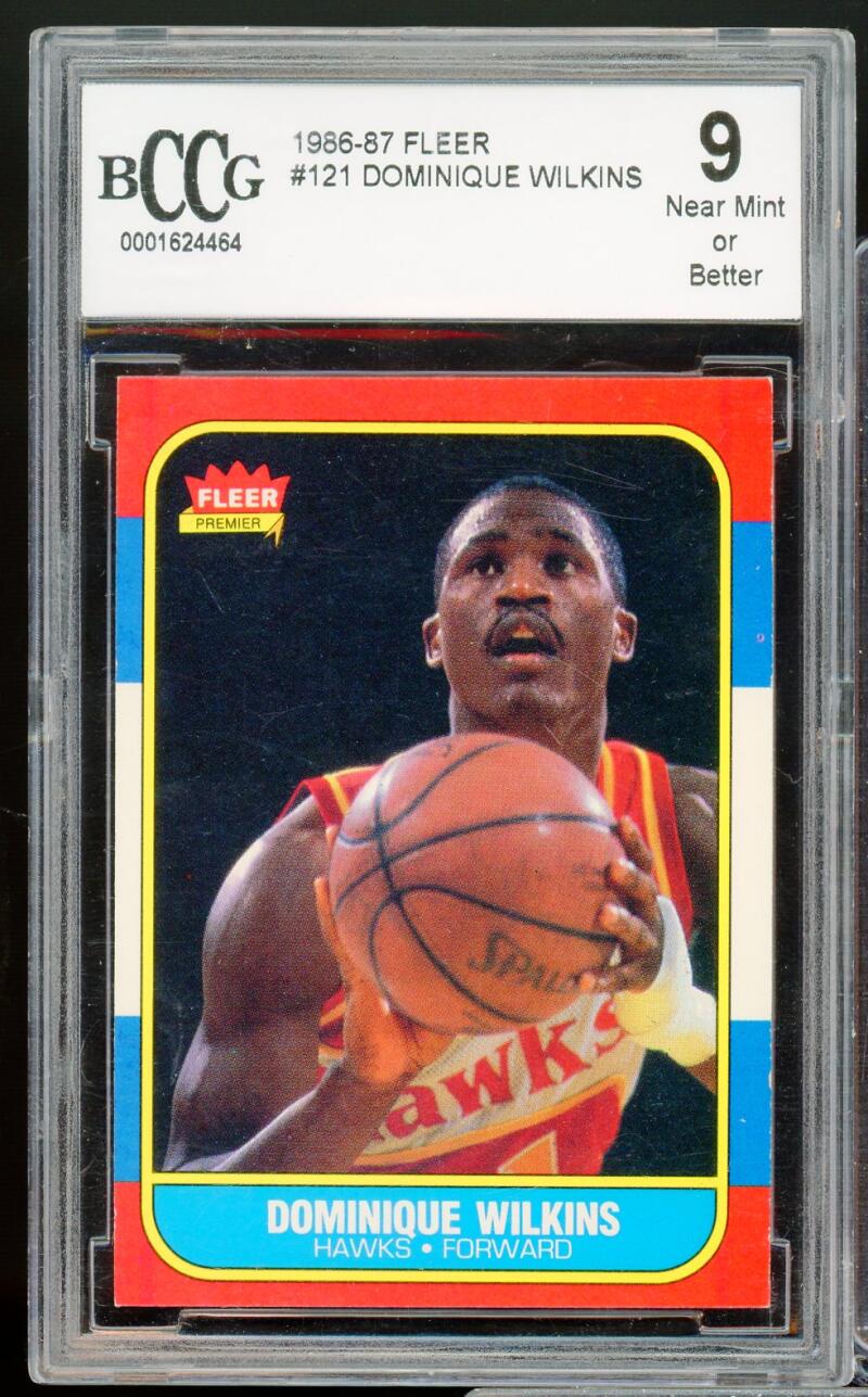 1986-87 Fleer #121 Dominique Wilkins Rookie Card BGS BCCG 9 Near Mint+ Image 1