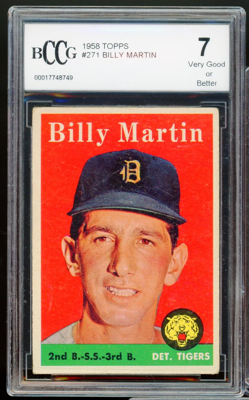 1958 Topps #271 Billy Martin Card BGS BCCG 7 Very Good+ Image 1