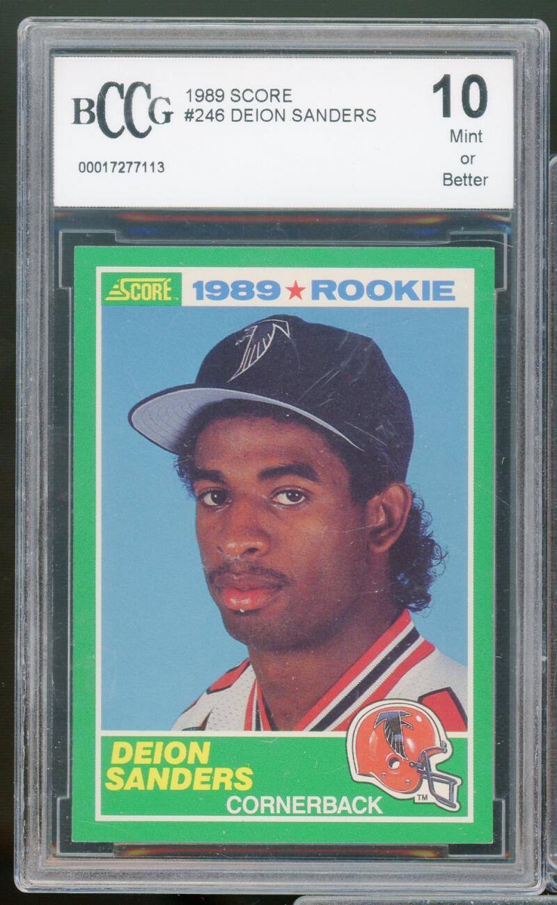 1989 Score #246 Deion Sanders Rookie Card BGS BCCG 10 Mint+ Image 1