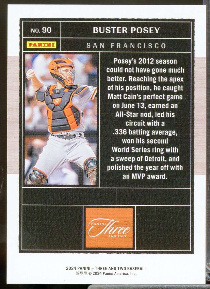 Buster Posey /25 Card 2024 Panini Three and Two Orange #90  Image 2