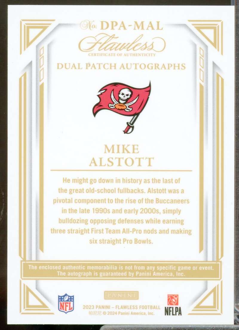 Mike Alstott /25 Card 2023 Panini Flawless Dual Patch Autographs #16  Image 2