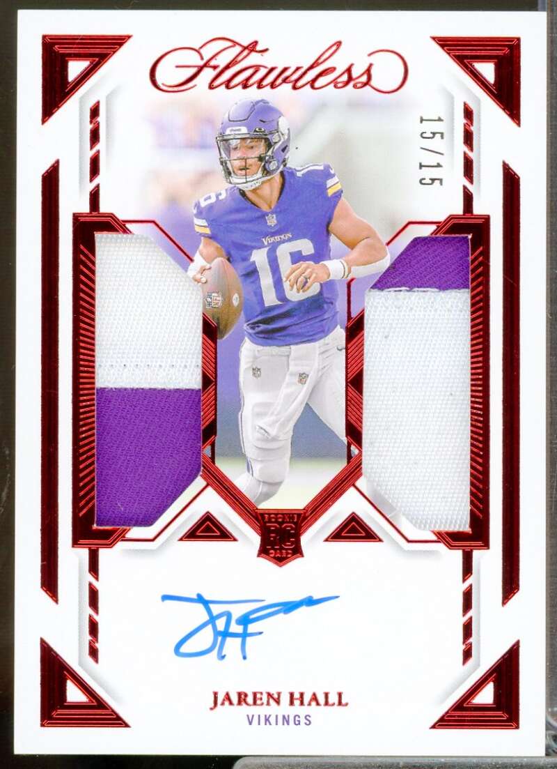 Jaren Hall Rookie Card 2023 Panini Flawless Dual Patch Autographs Ruby /15 #25  Image 1