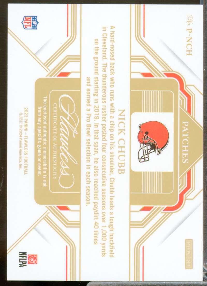 Nick Chubb /20 Card 2023 Panini Flawless Jersey Patches Silver #8  Image 2