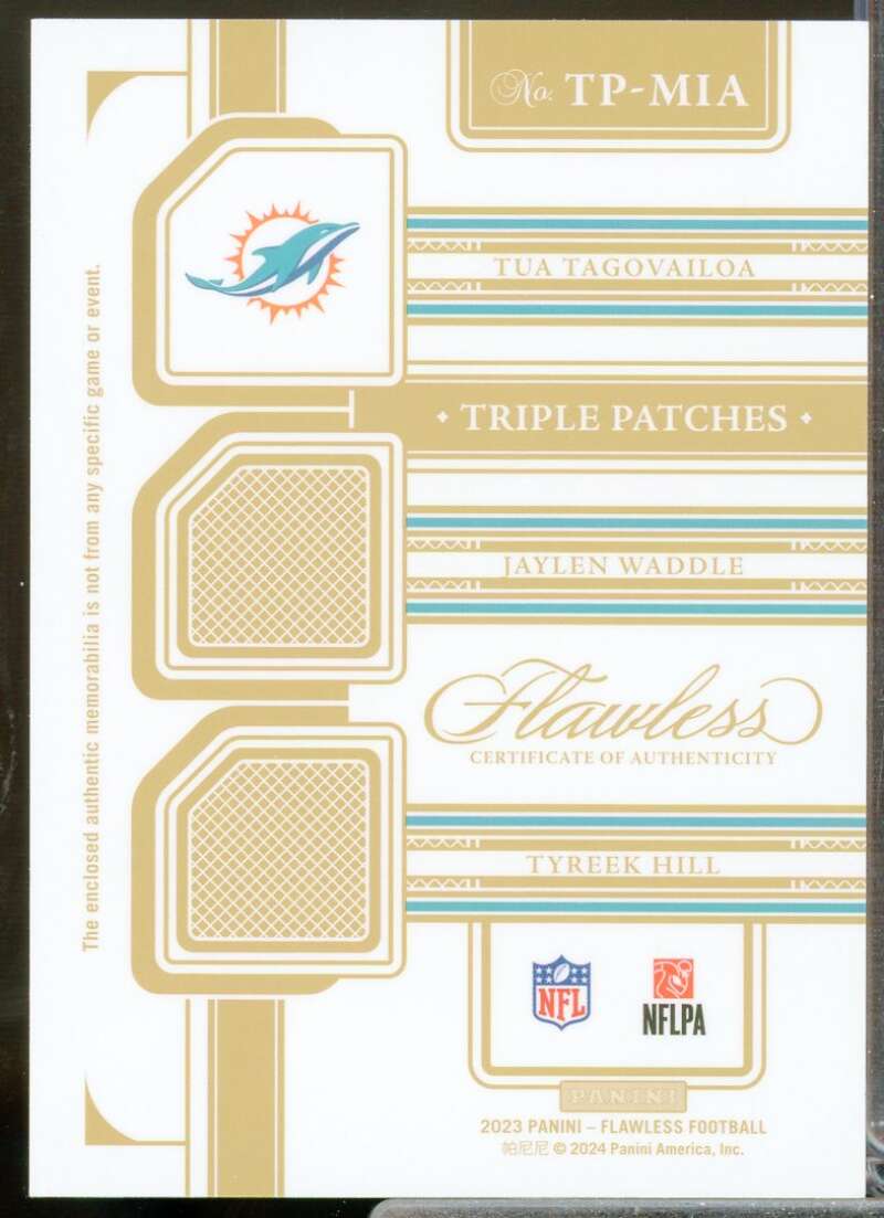 Tua Tagovailoa Waddle Tyreek Hill 2023 Panini Flawless Triple Patches Ruby #6  Image 2