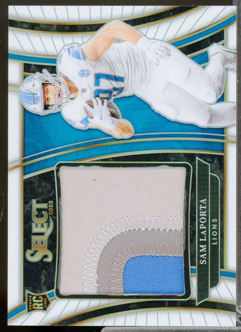 Sam LaPorta /75 Card 2023 Select Rookie Swatches Prizm White #22  Image 1