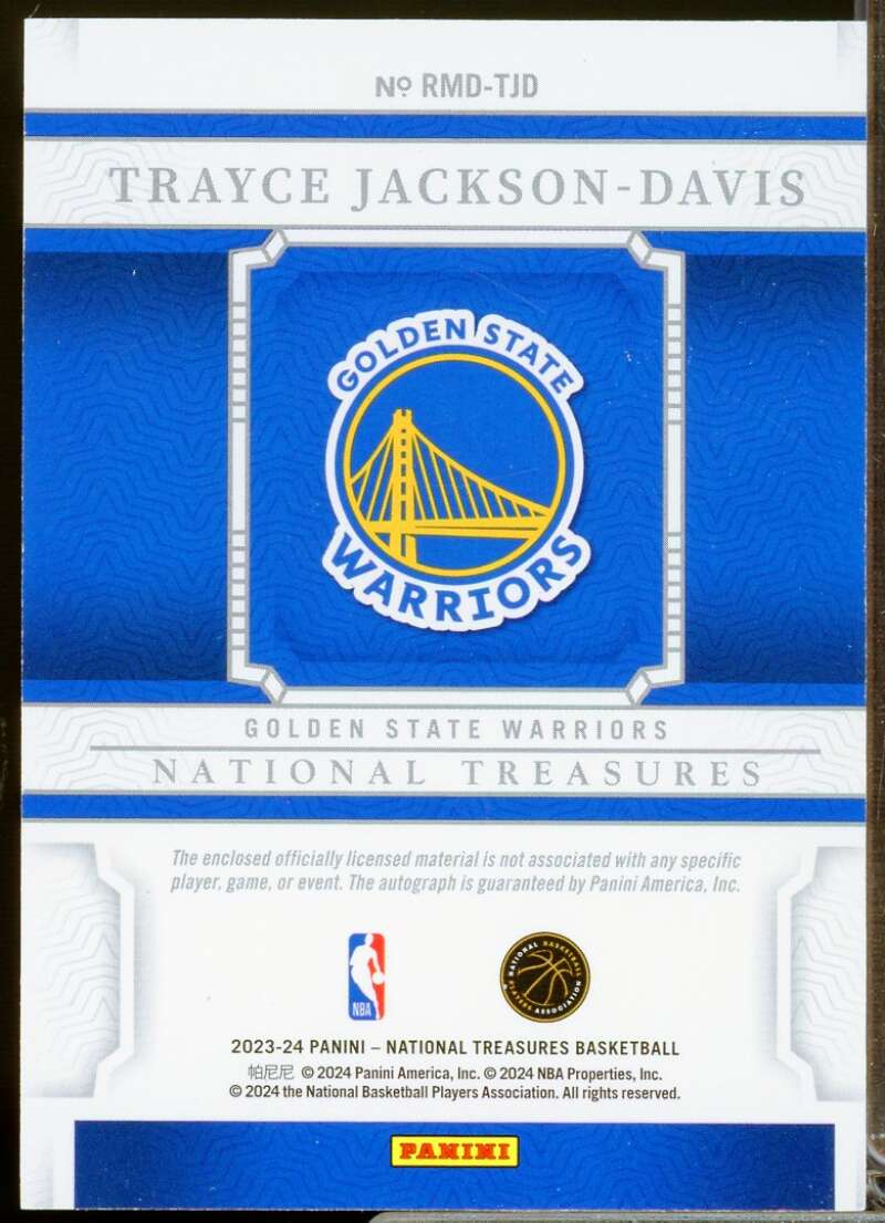 Trayce Jackson-Davis 2023-24 National Treasures Rookie Dual Jersey Autograph #36  Image 2