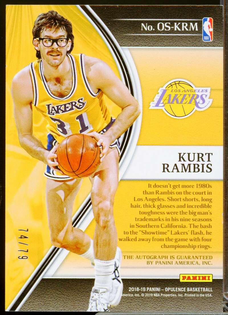 Kurt Rambis /79 Card 2018-19 Panini Opulence Opulent Scripts Autograph #1  Image 2