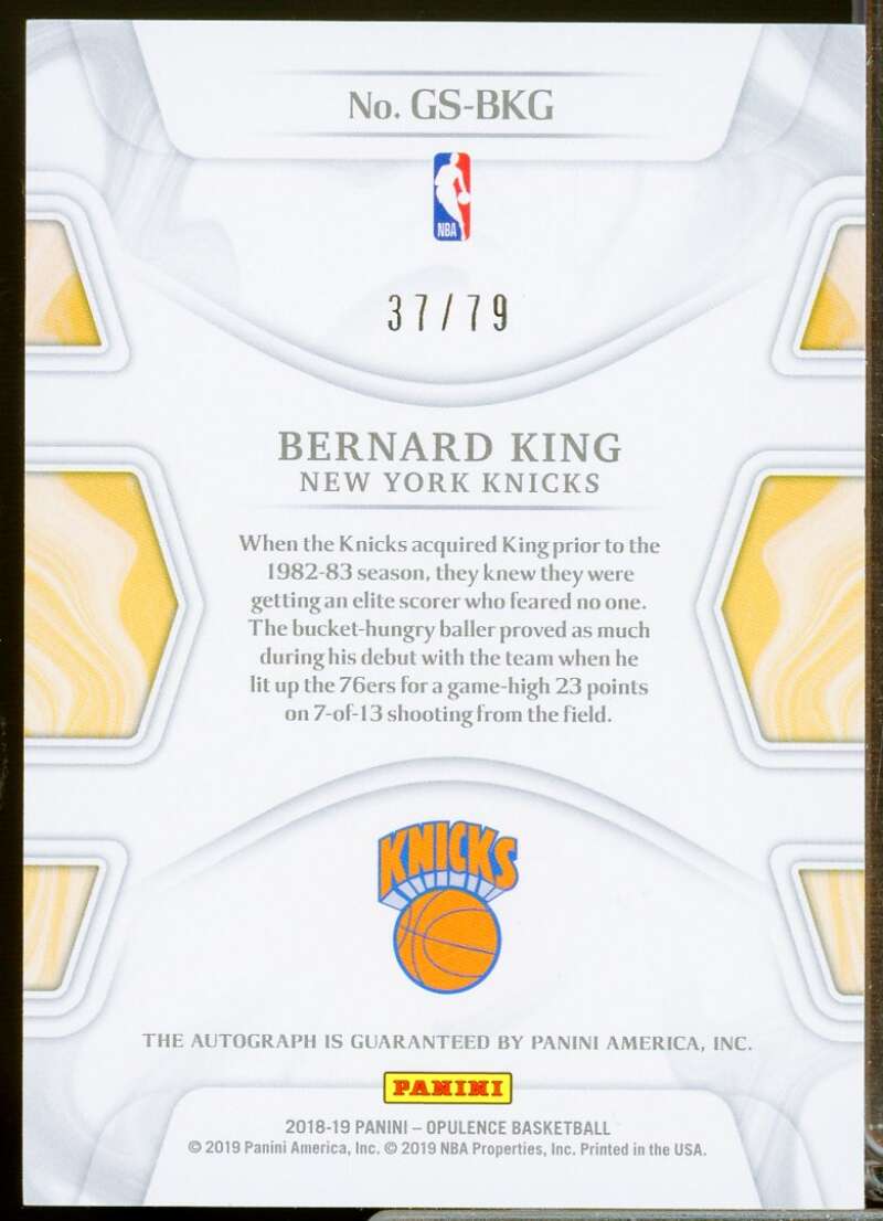 Bernard King /79 Card 2018-19 Panini Opulence Gilded Signatures Autograph #21  Image 2