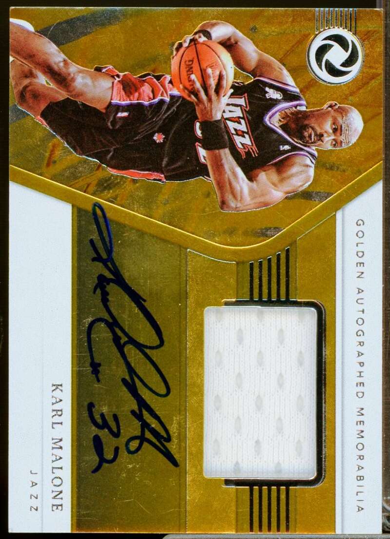 Karl Malone /25 2018-19 Panini Opulence Golden Autograph Jersey Memorabilia #10  Image 1