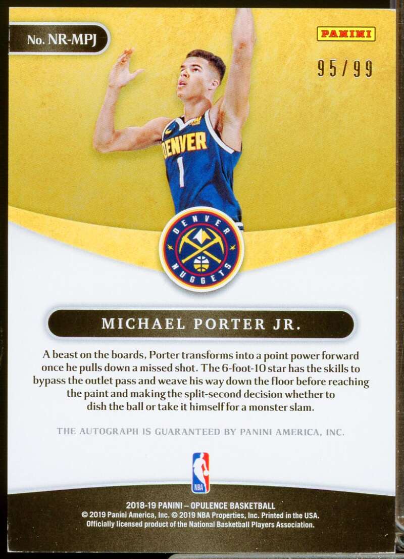 Michael Porter Jr. Rookie 2018-19 Panini Opulence Nouveau Riche Autograph #24  Image 2