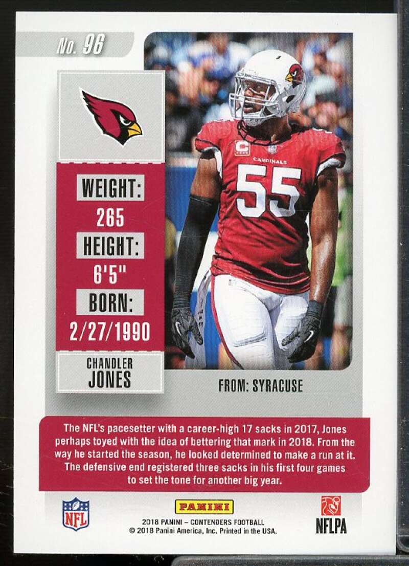 Chandler Jones Card 2018 Panini Contenders Cracked Ice #96  Image 2