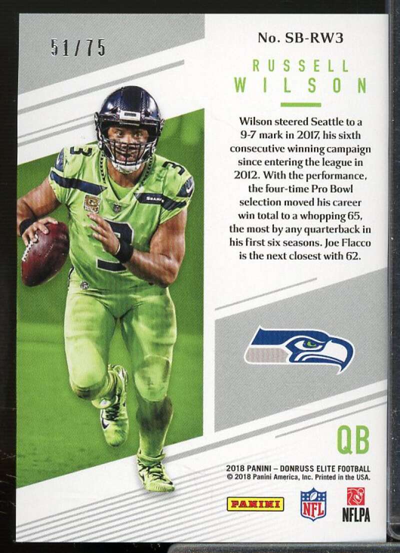 Russell Wilson  Card 2018 Elite Spellbound Purple #L  Image 2