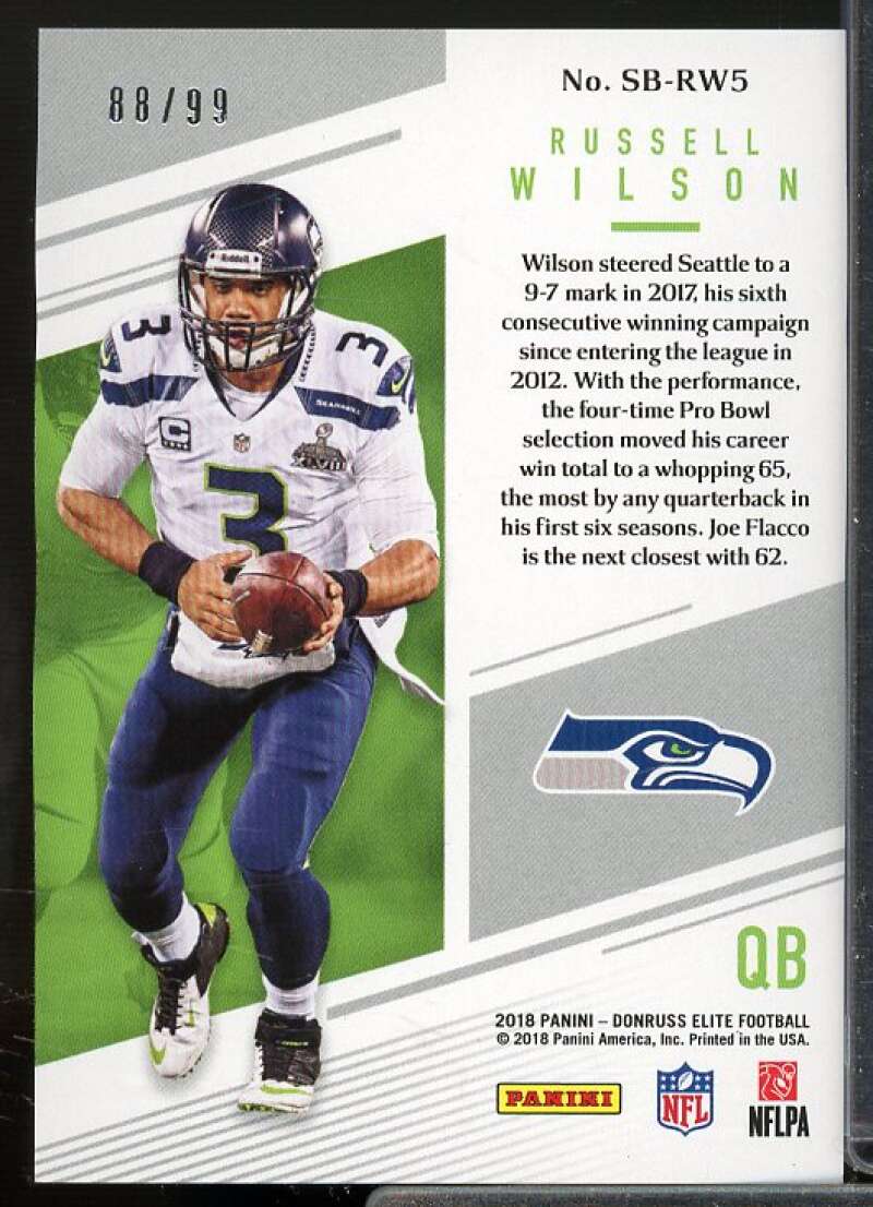 Russell Wilson  Card 2018 Elite Spellbound Red #O  Image 2