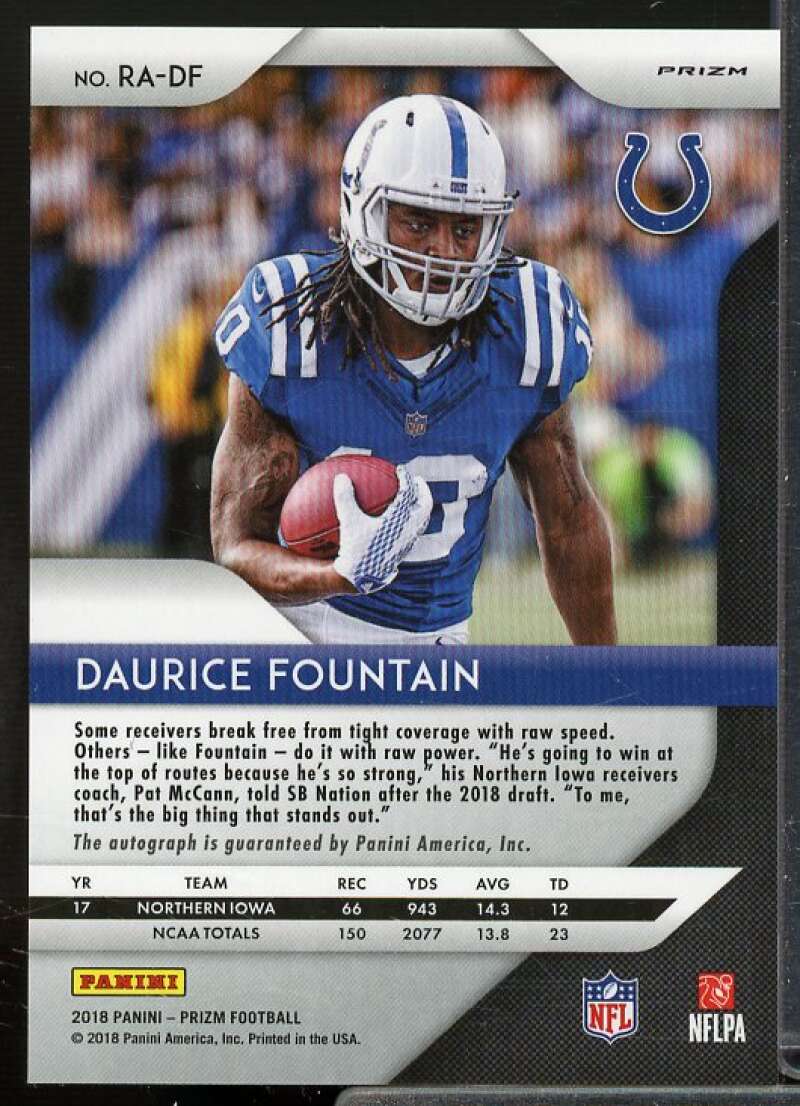 Daurice Fountain Rookie Card 2018 Panini Prizm Rookie Autographs Prizms #37  Image 2