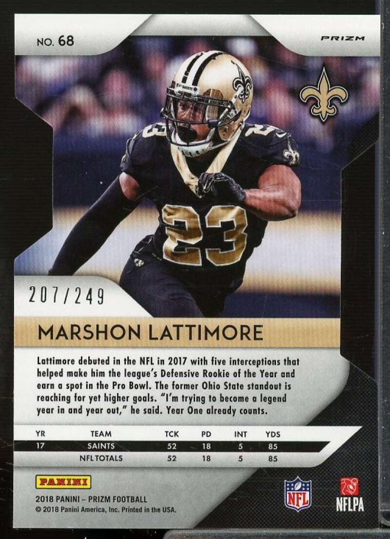 Marshon Lattimore Card 2018 Panini Prizm Prizms Orange #68  Image 2