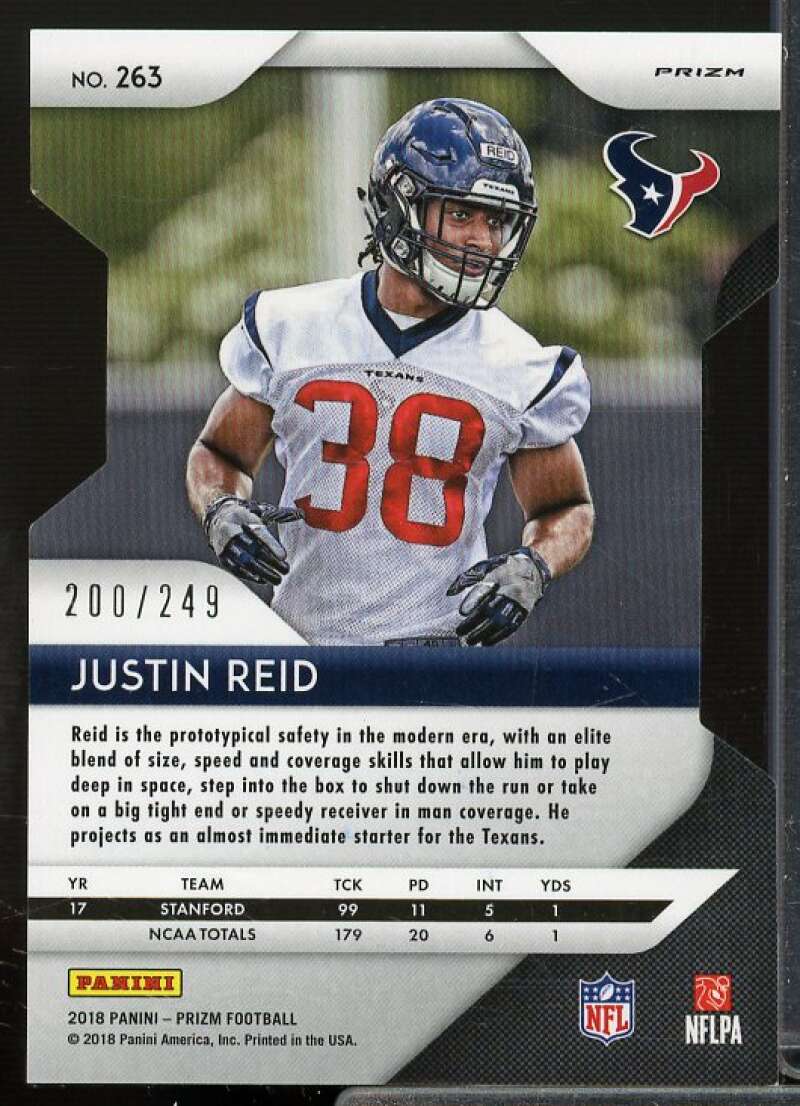 Justin Reid Rookie Card 2018 Panini Prizm Prizms Orange #263  Image 2