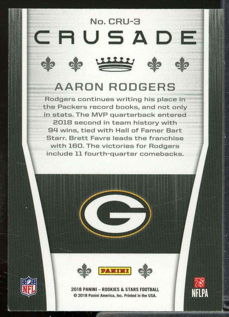 Aaron Rodgers Card 2018 Rookies and Stars Crusade #3  Image 2