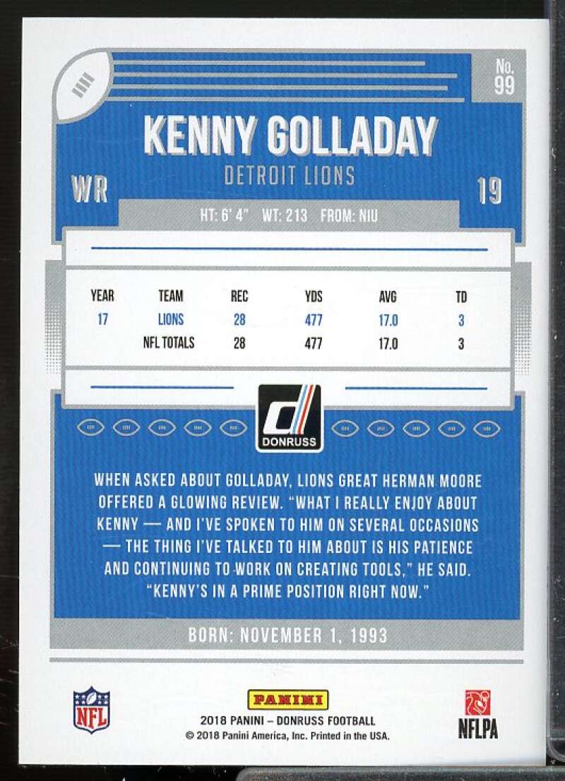 Kenny Golladay Card 2018 Donruss Press Proof Silver #99  Image 2