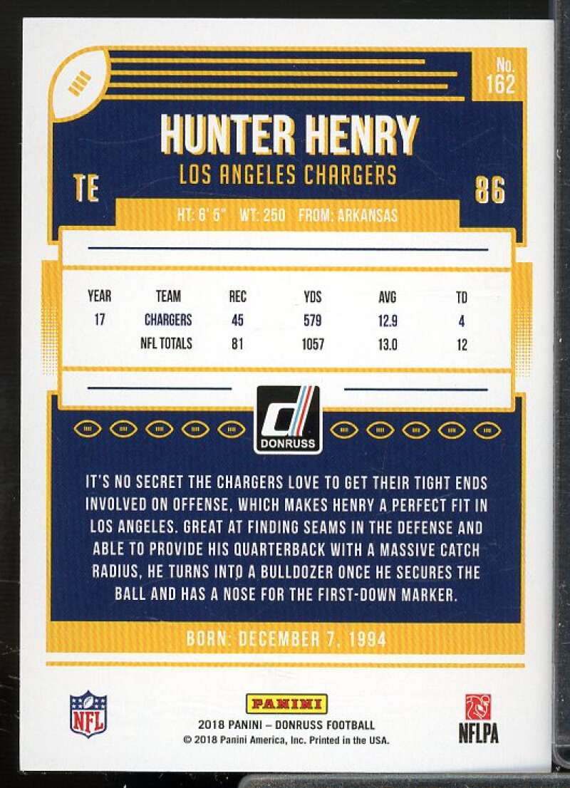 Hunter Henry Card 2018 Donruss Press Proof Silver #162  Image 2