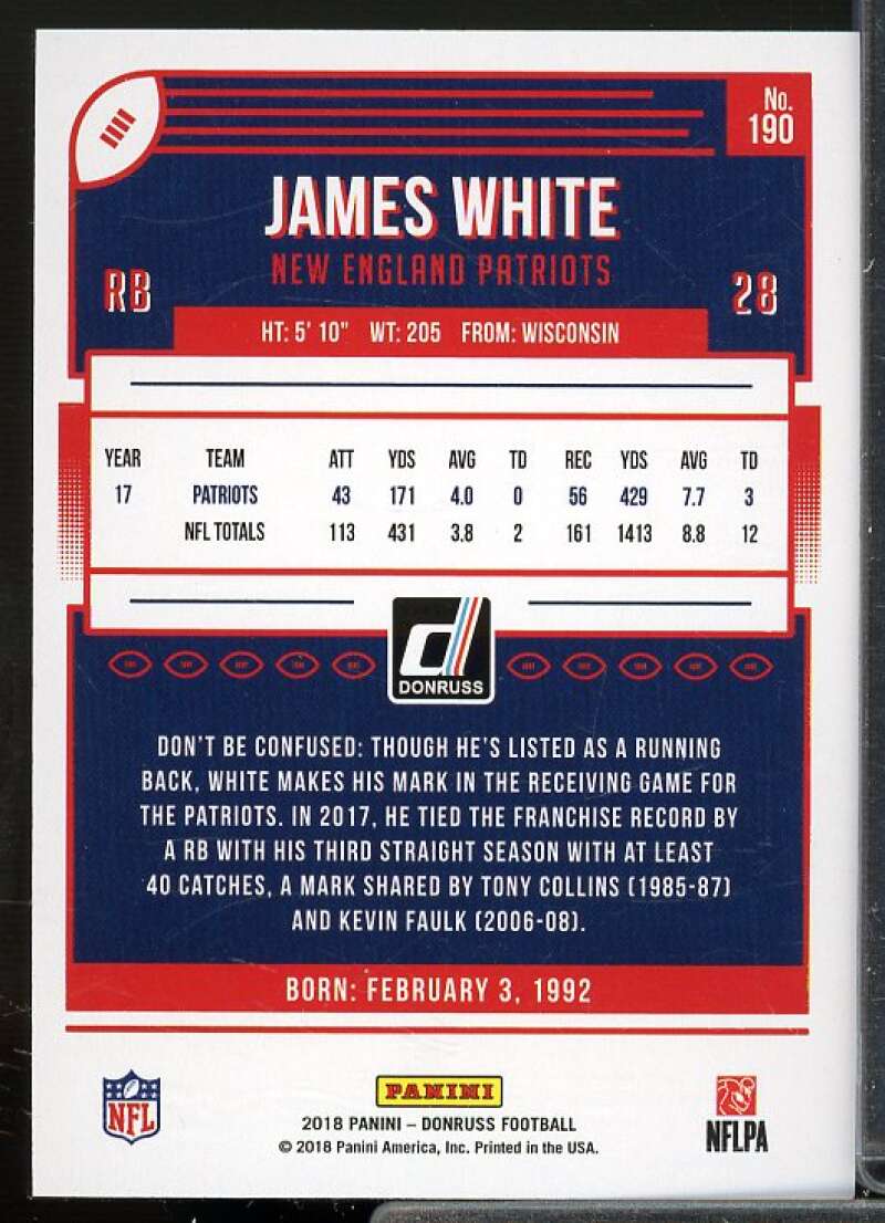 James White Card 2018 Donruss Press Proof Silver #190  Image 2