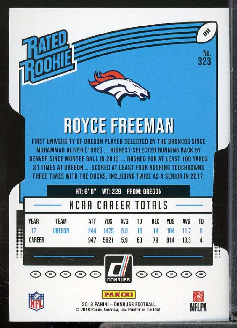Royce Freeman Rookie Card 2018 Donruss Press Proof Silver Die Cut #323  Image 2