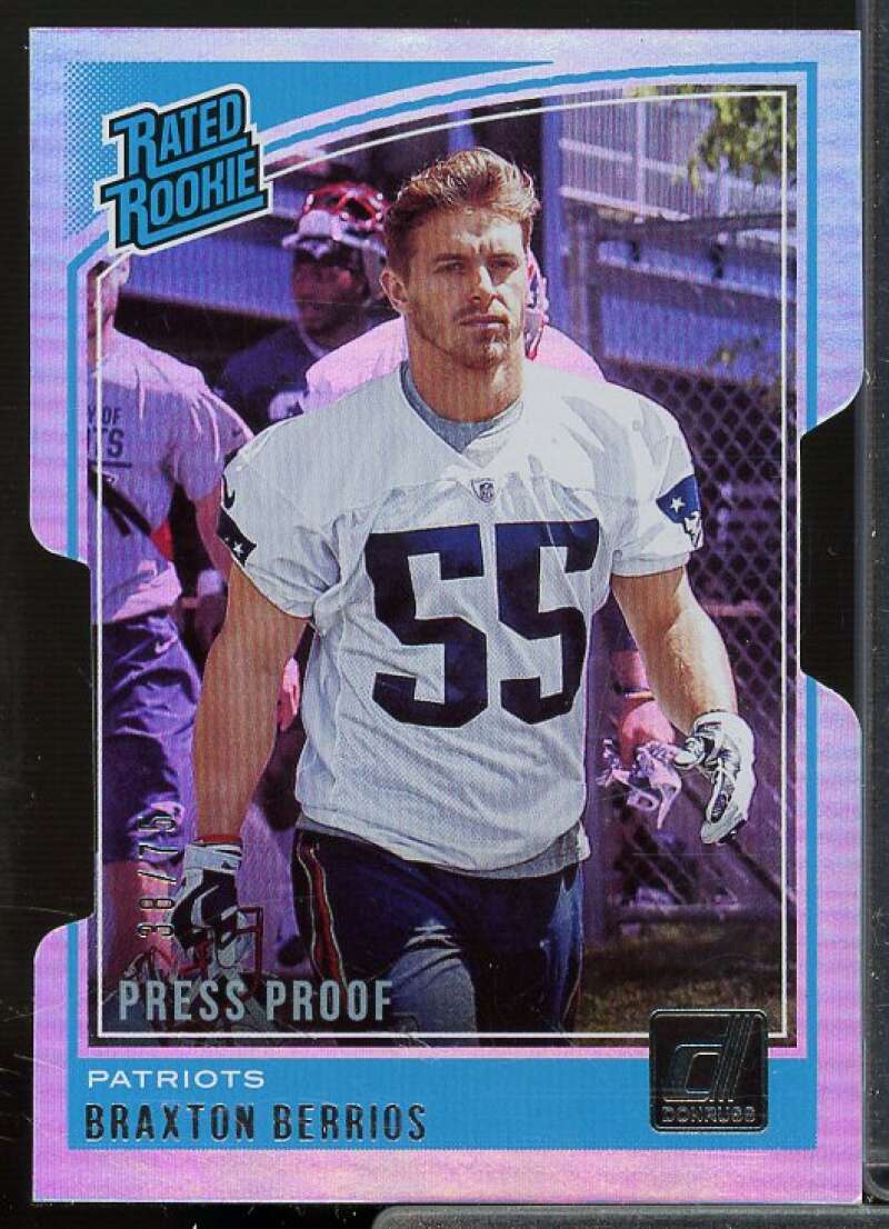Braxton Berrios Rookie Card 2018 Donruss Press Proof Silver Die Cut #342  Image 1