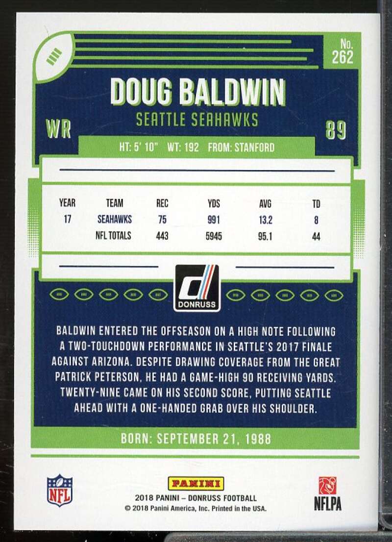 Doug Baldwin Card 2018 Donruss Jersey Number #262  Image 2
