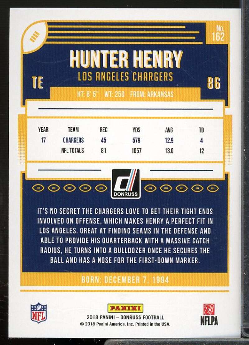 Hunter Henry Card 2018 Donruss Jersey Number #162  Image 2