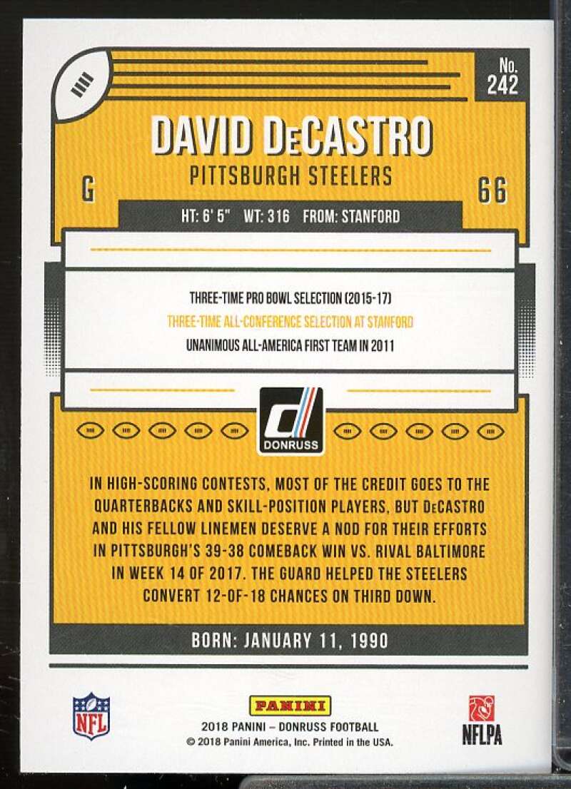 David DeCastro Card 2018 Donruss Jersey Number #242  Image 2