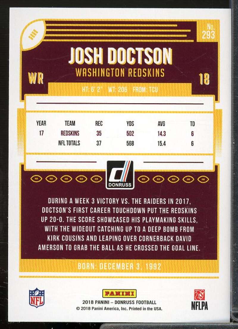 Josh Doctson Card 2018 Donruss Press Proof Gold #293  Image 2