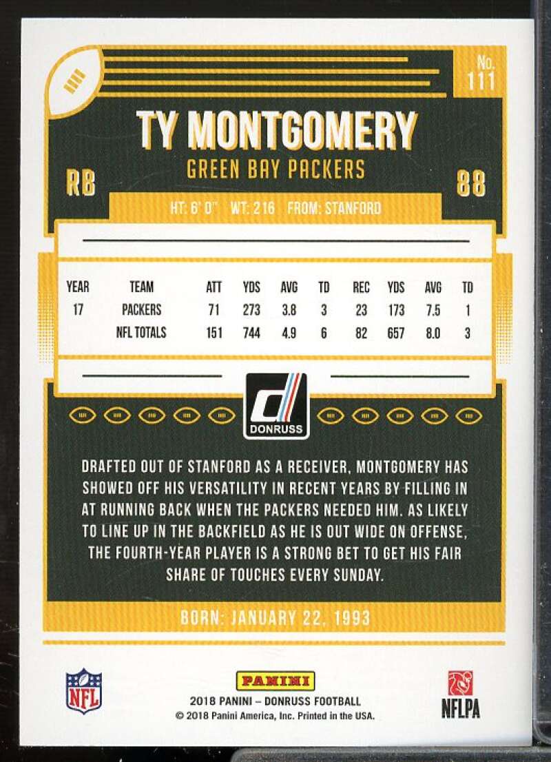Ty Montgomery Card 2018 Donruss Press Proof Gold #111  Image 2