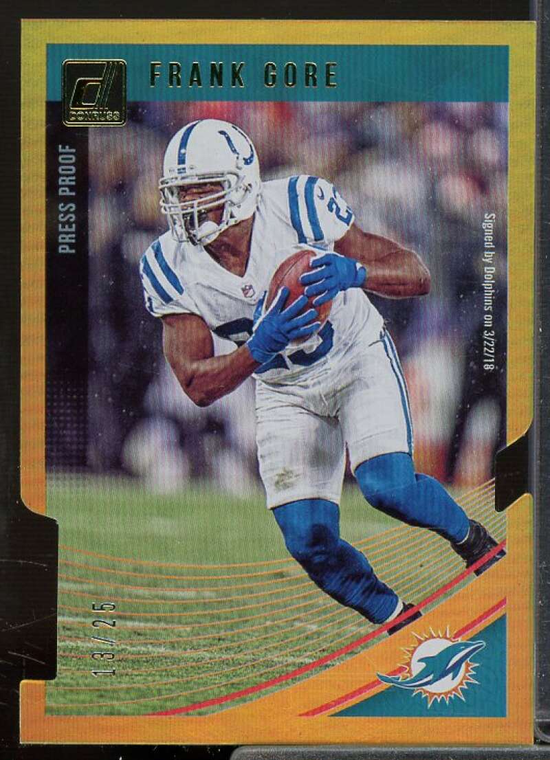 Frank Gore Card 2018 Donruss Press Proof Gold Die Cut #295  Image 1