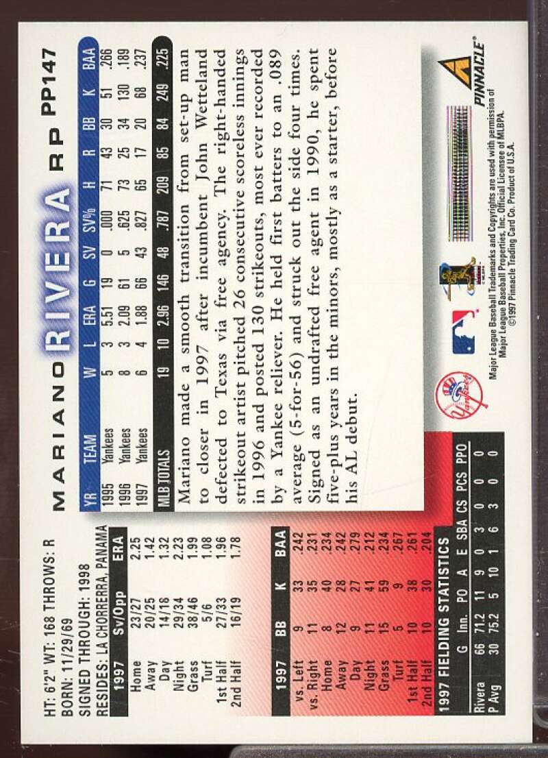 Mariano Rivera Card 1998 Score Showcase Series Artist's Proofs #PP147  Image 2