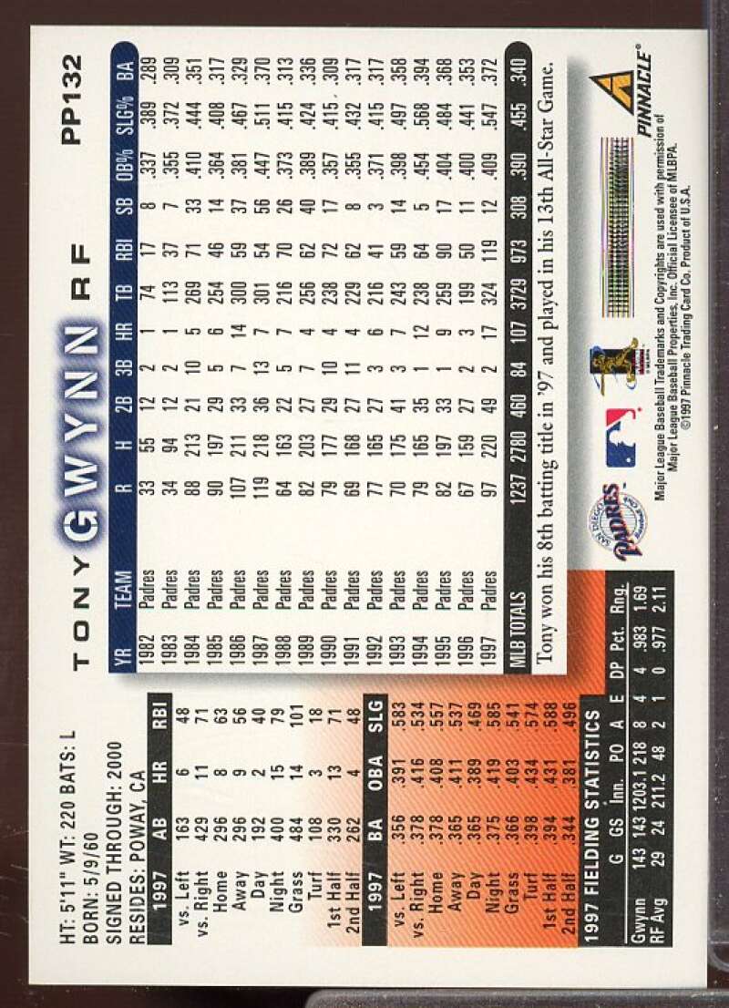 Tony Gwynn Card 1998 Score Showcase Series Artist's Proofs #PP132  Image 2