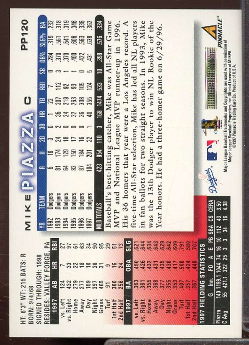 Mike Piazza Card 1998 Score Showcase Series Artist's Proofs #PP120  Image 2