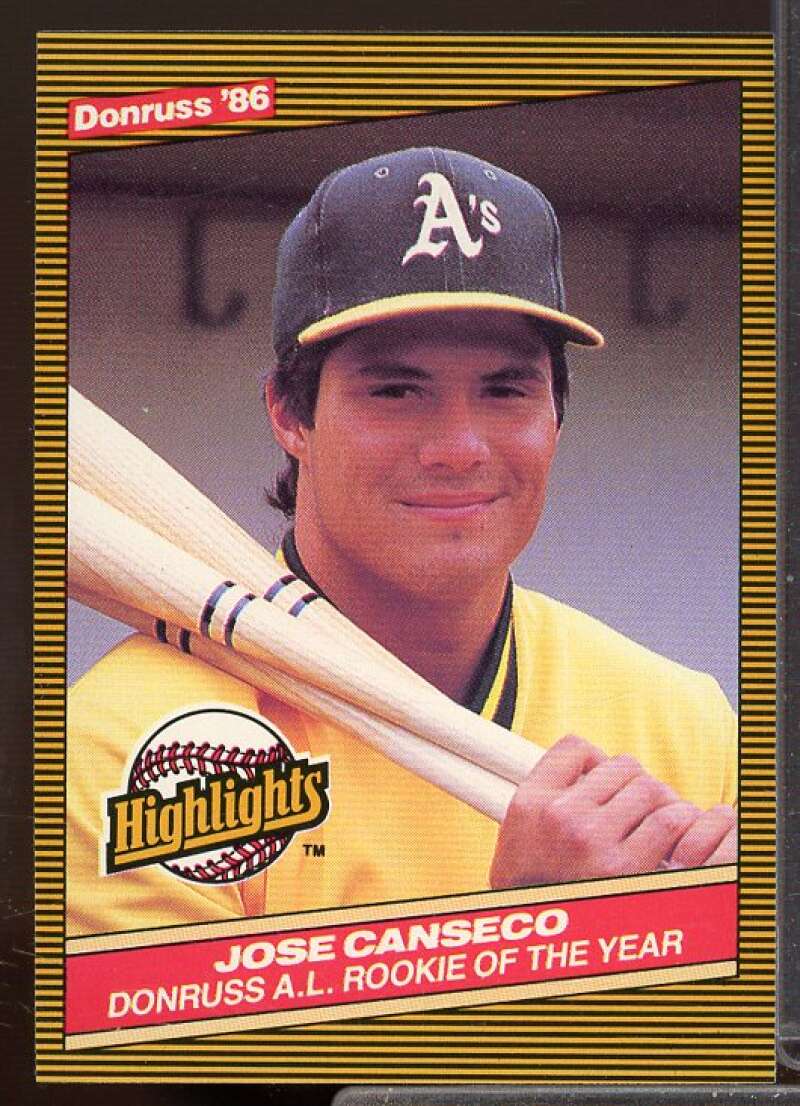 Jose Canseco Rookie Card 1986 Donruss Highlights #55  Image 1
