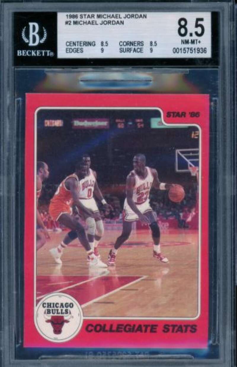 Michael Jordan Rookie Card 1986 Star College Stats #2 BGS 8.5 Image 1